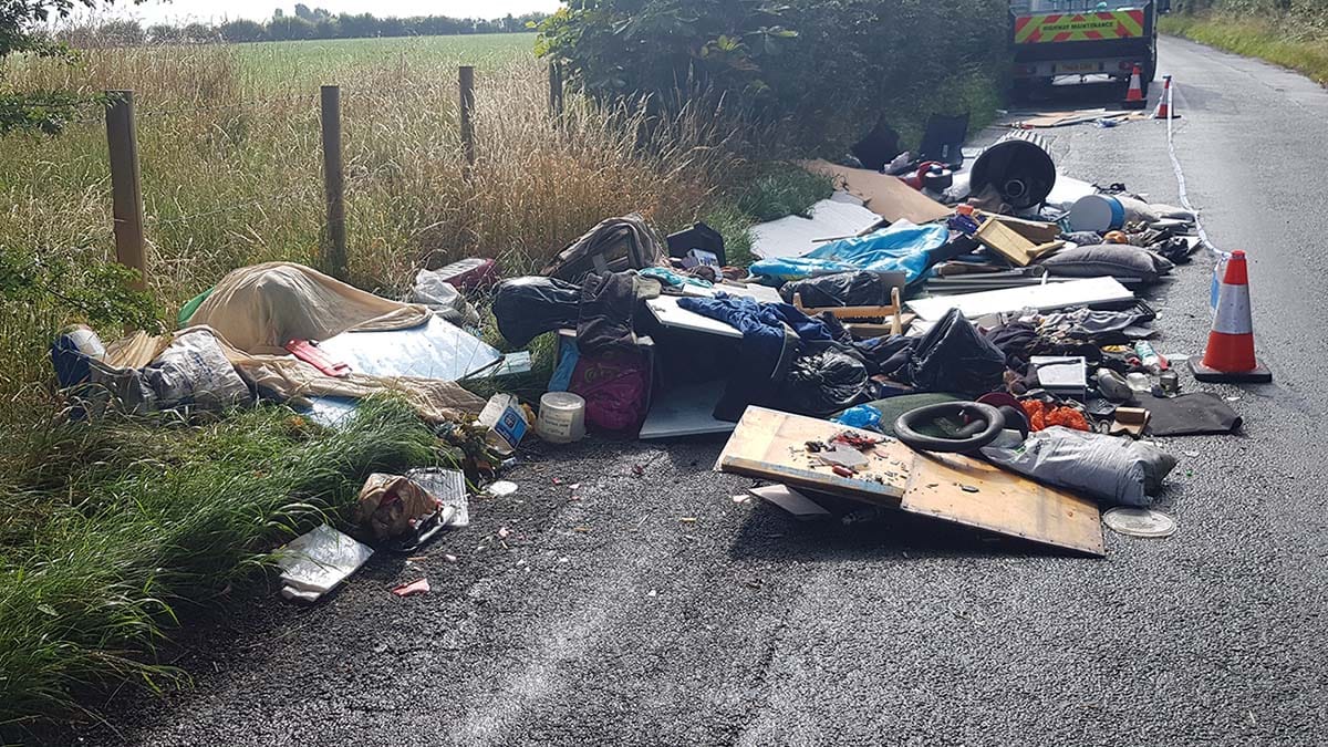 Rubbish dumped on Cappers Lane in Lichfield