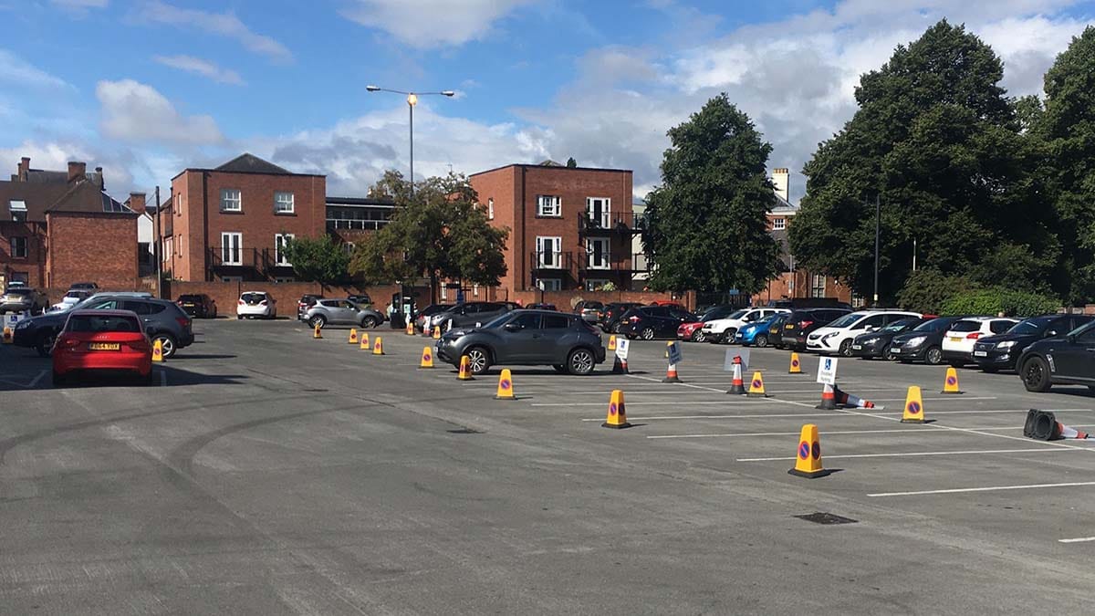 The temporary disabled bays in the Bird Street car park