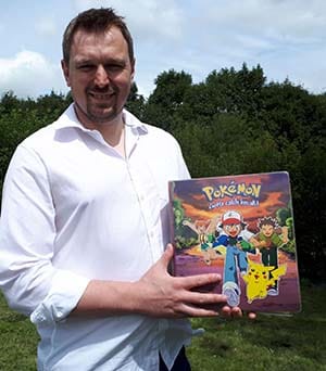 Nigel Brookes with the Pokemon cards