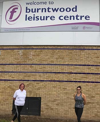 Gaynor Dawson and Amy Carnall from Lichfield Swimming Club at Burntwood Leisure Centre