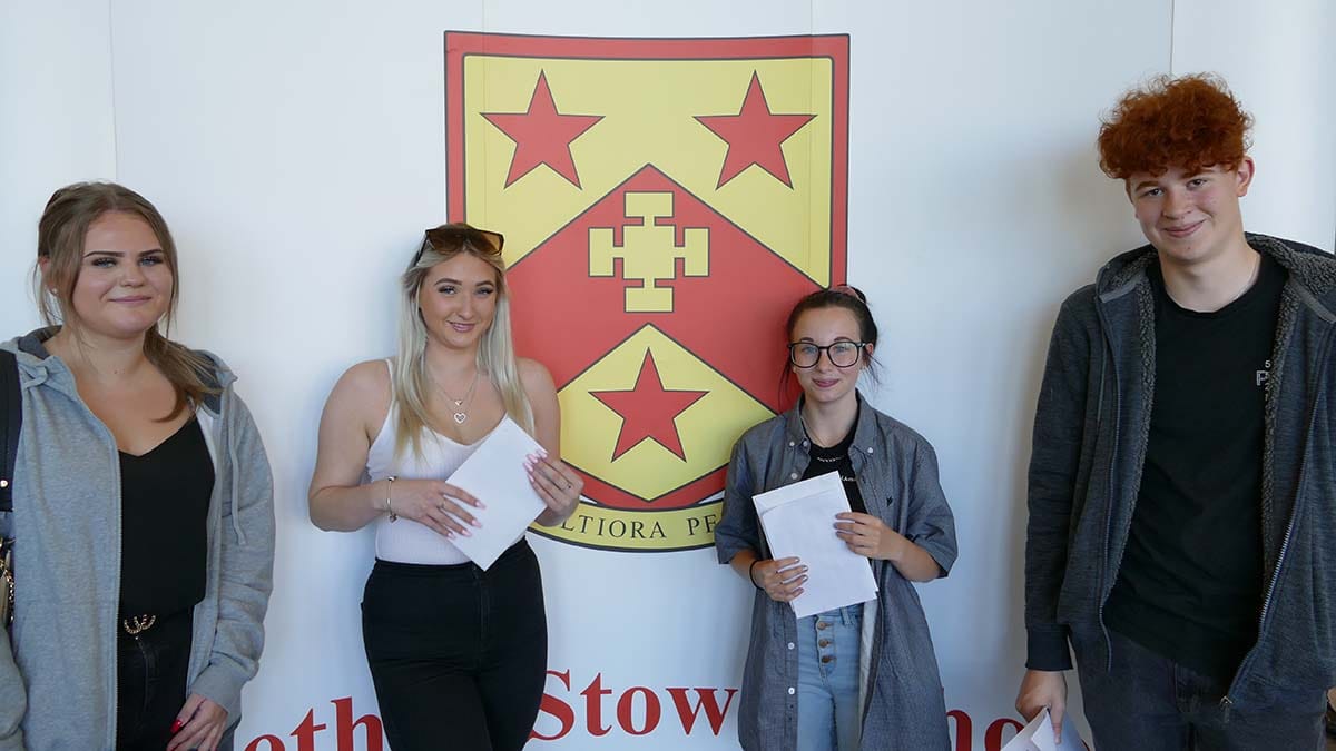 Students collecting their GCSE results at Nether Stowe School