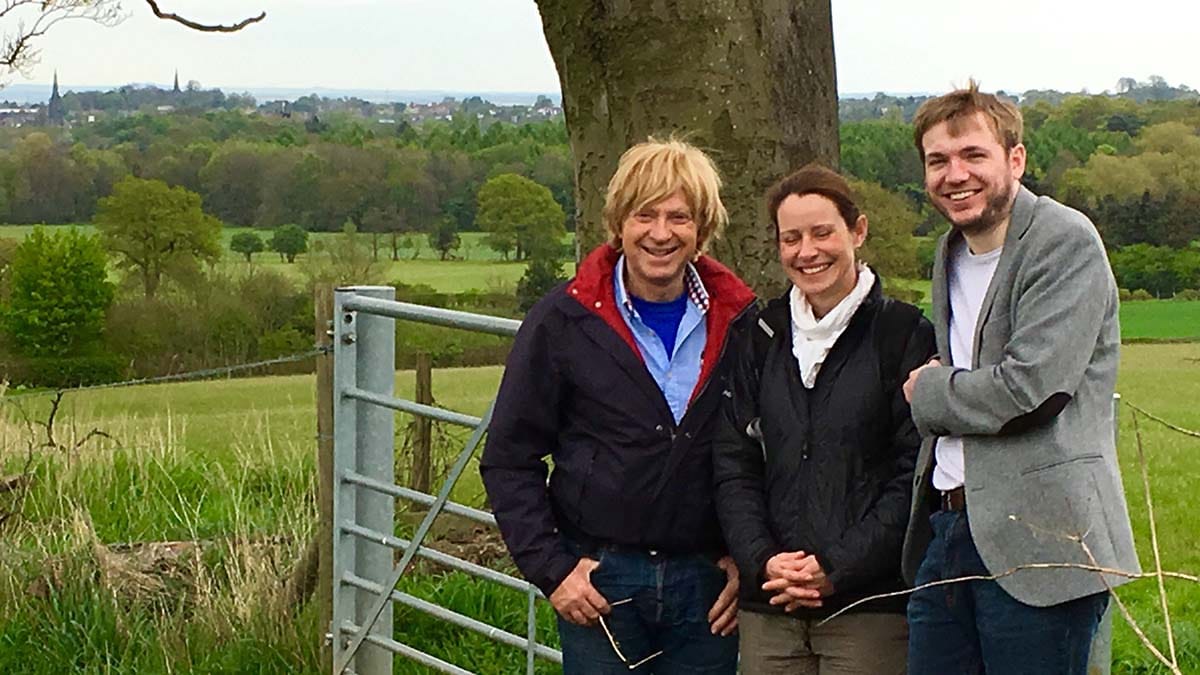 Michael Fabricant with officials from the Woodland Trust at Pipe Hill Farm