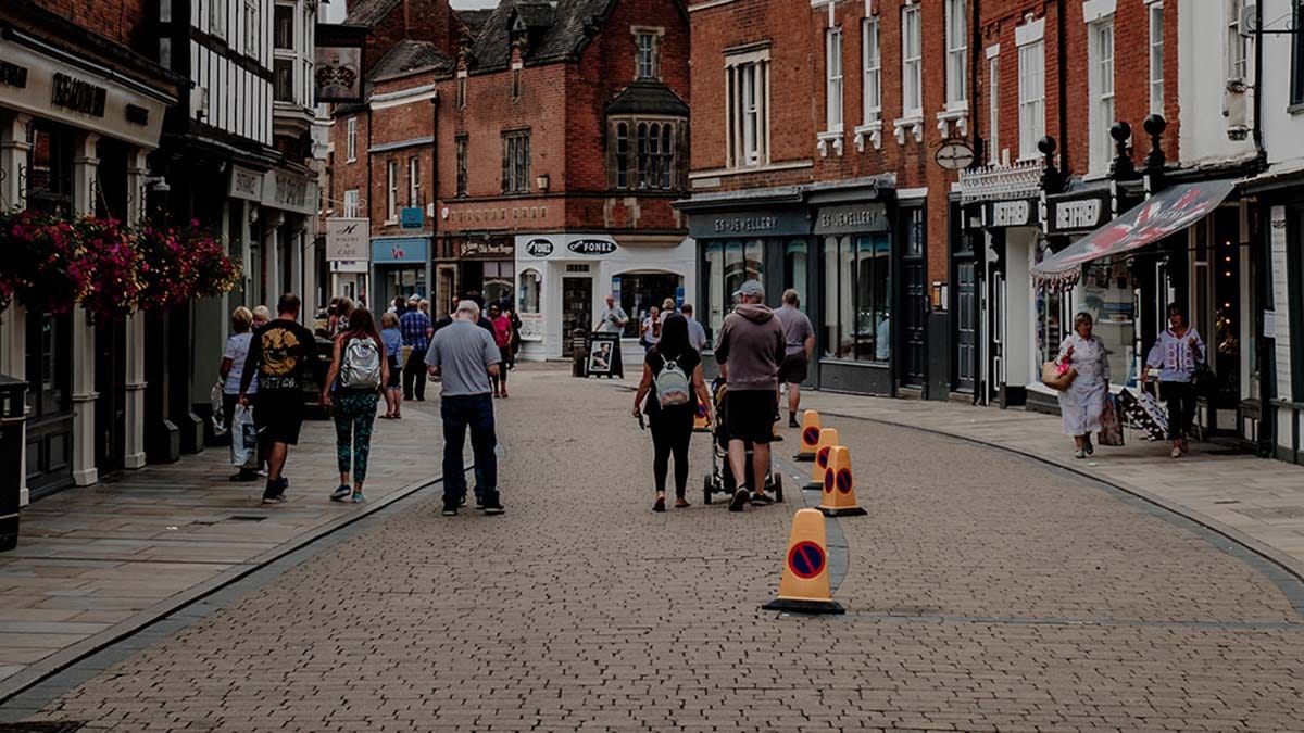 Parking bays coned off on Tamworth Street in Lichfield city centre