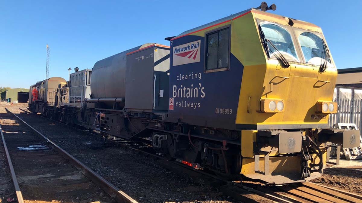 One of the leaf-blasting trains being used by Network Rail