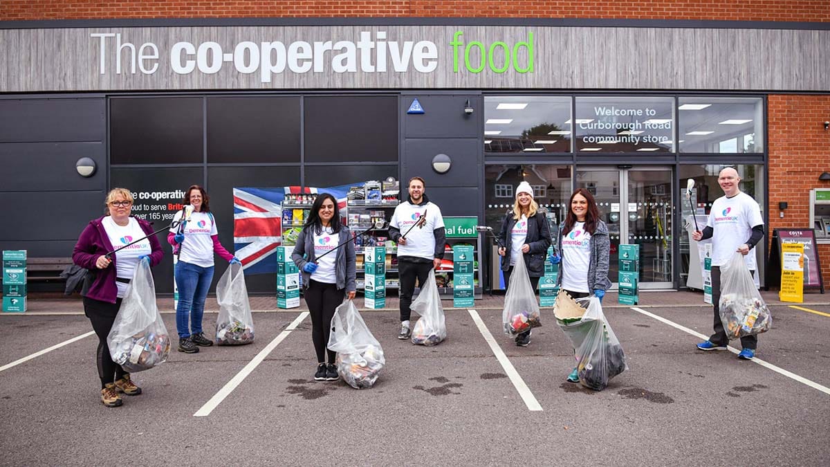 The litter pick fundraising team outside the Curborough Road store