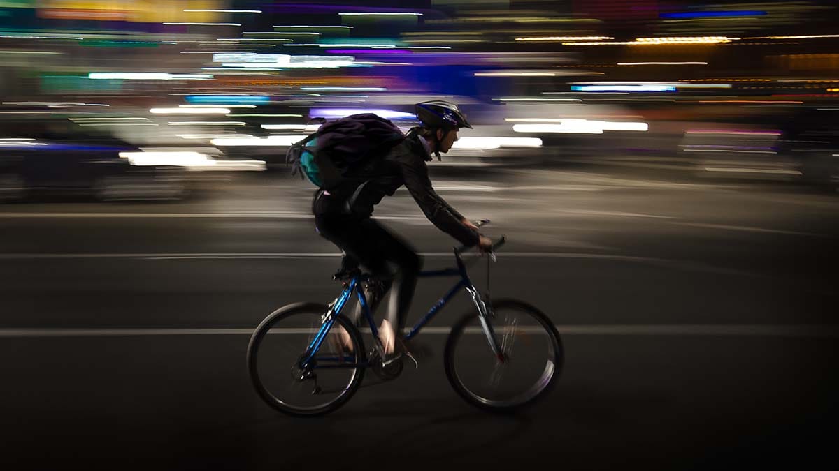 Cyclist at night