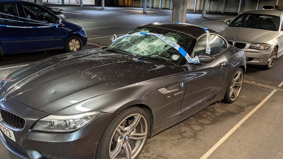 One of the cars damaged by vandals in Lichfield