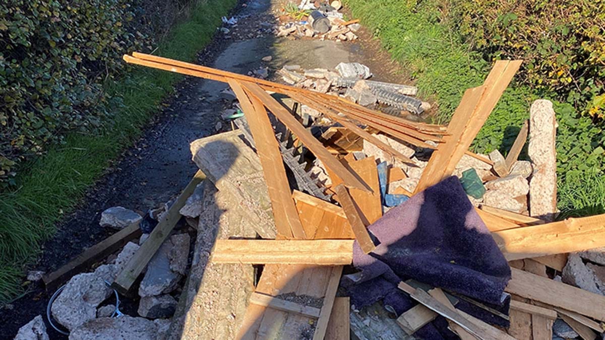 Waste dumped on Thornyhurst Lane in Stonnall