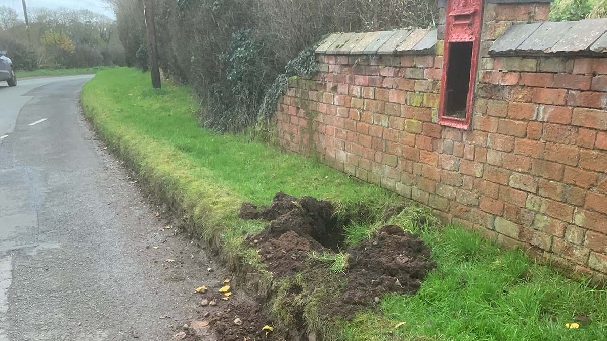The site where the Woodmill post box was dug out of the ground