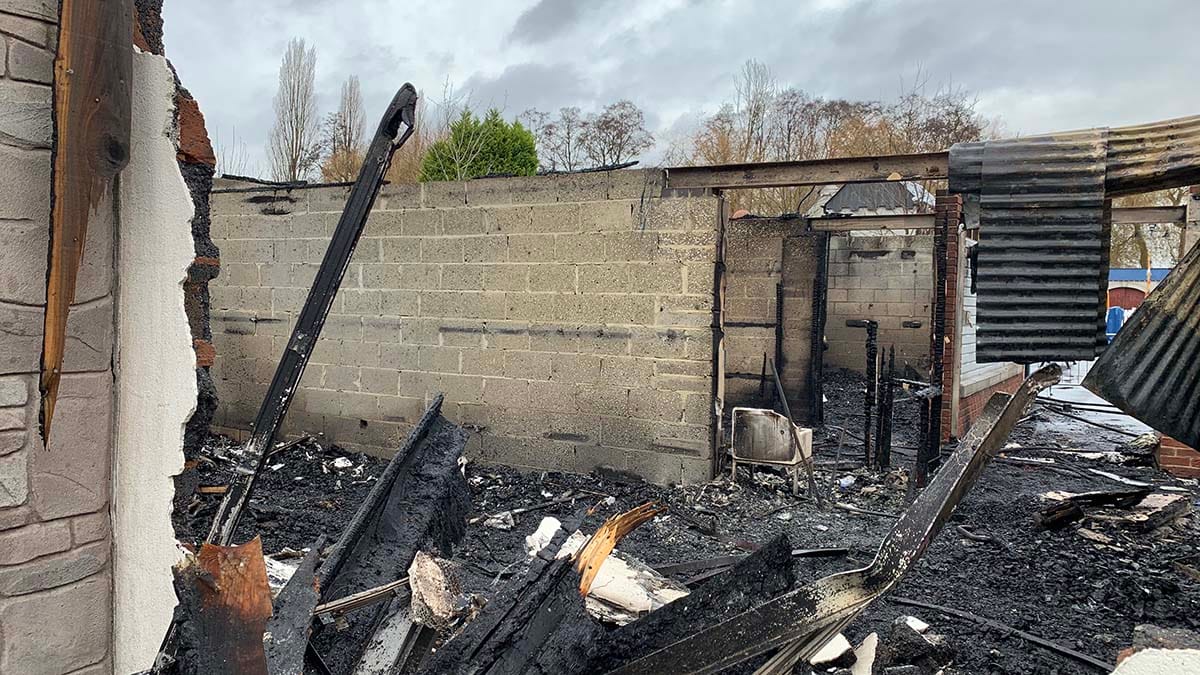 The fire-damaged building at Drayton Manor. Picture: Drayton Manor