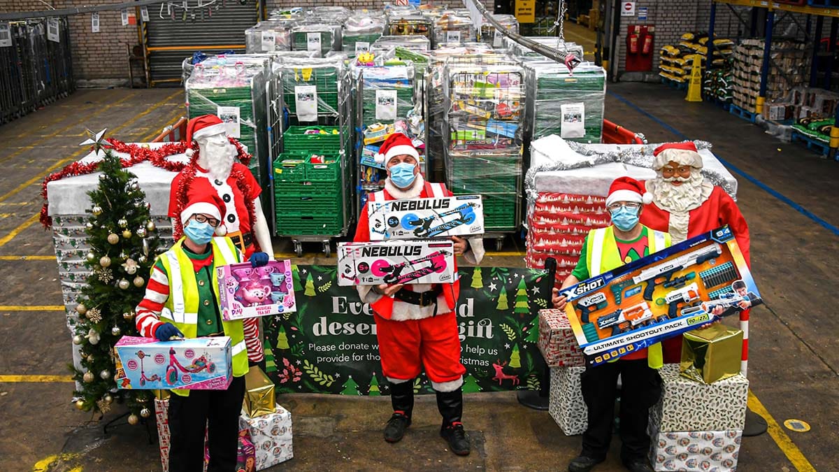 Central England Co-op staff with some of the donated toys