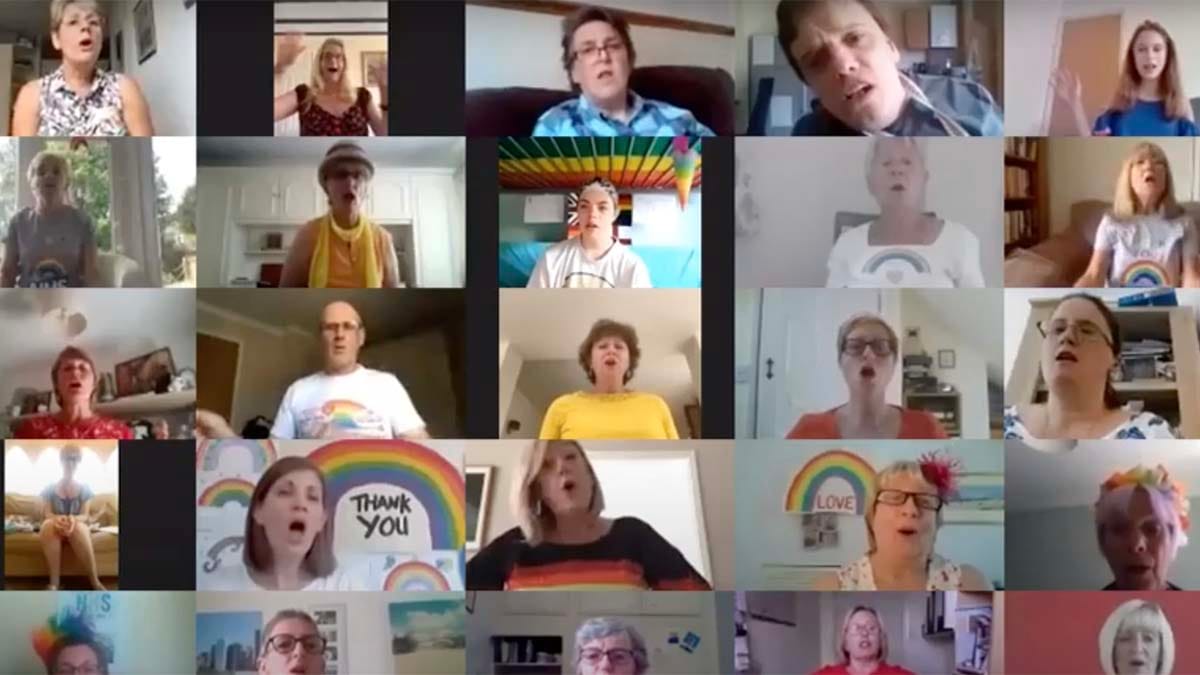 Members of the Got 2 Sing choir performing online