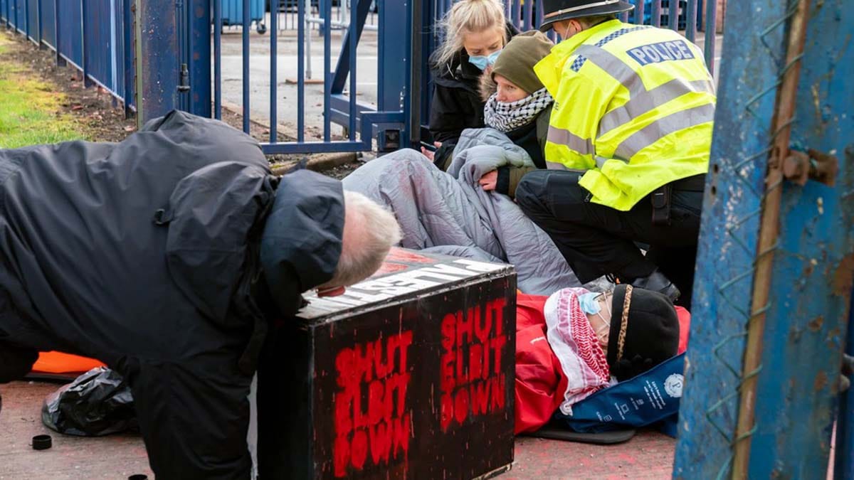A protestor being removed by police. Picture: Palestine Action