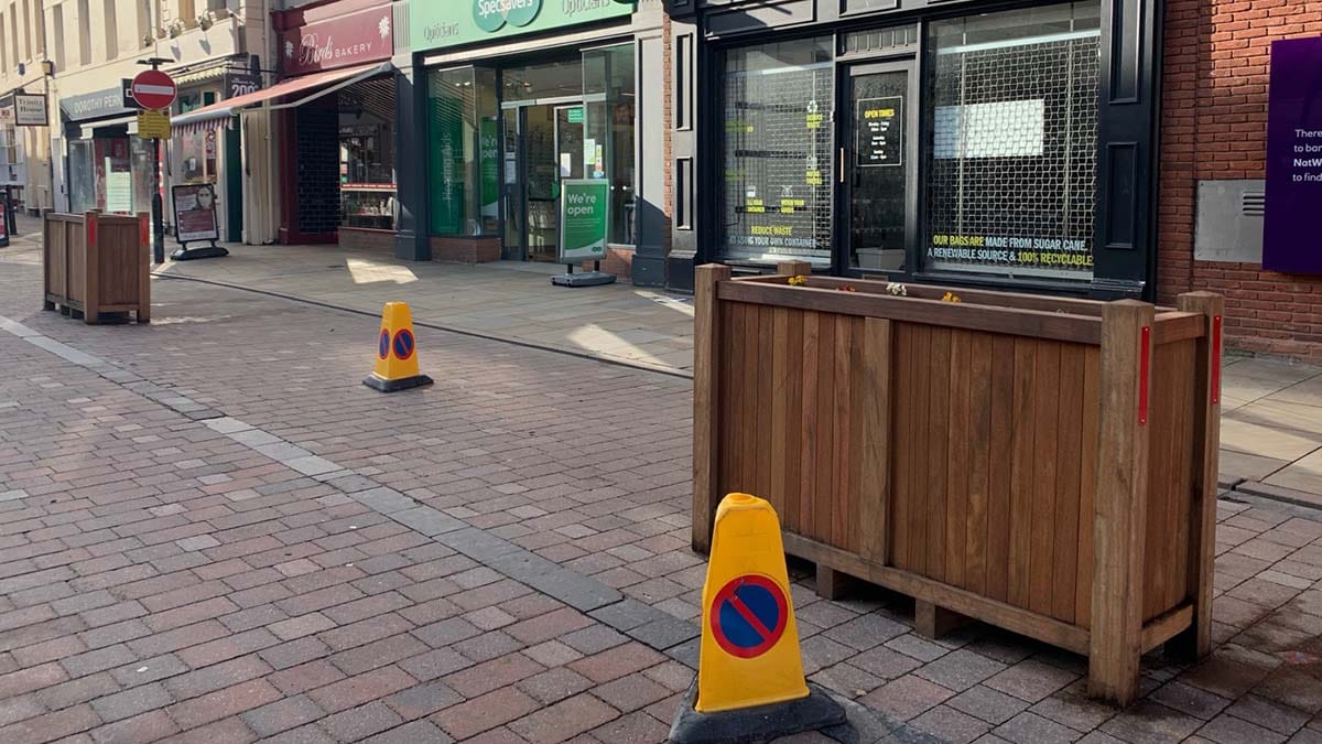 Some of the blocked off blue badge bays in Lichfield city centre