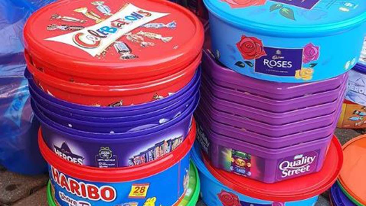 Some of the sweet tubs collected by runners