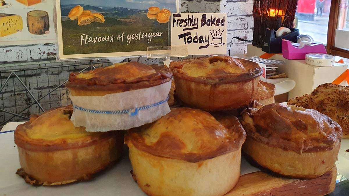 Some of the pies on offer at The Cheese Cavern in Lichfield