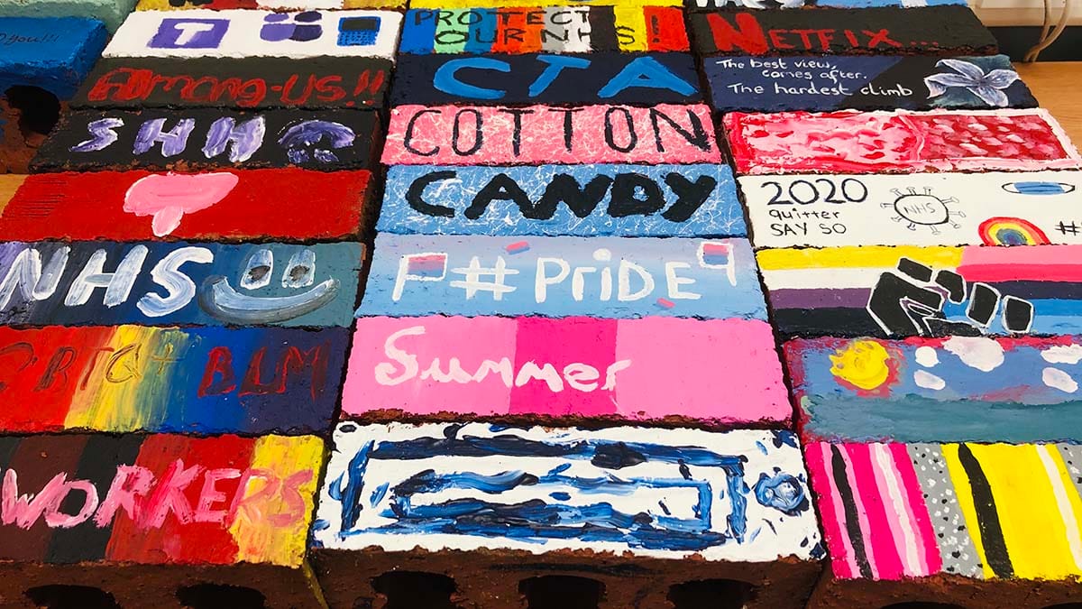 Some of the decorated bricks. Picture: Chase Terrace Academy