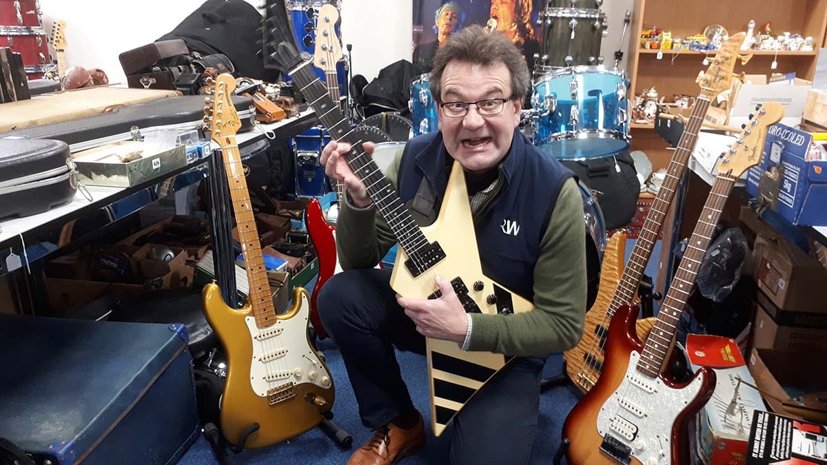 Auctioneer Richard Winterton with some of the instruments