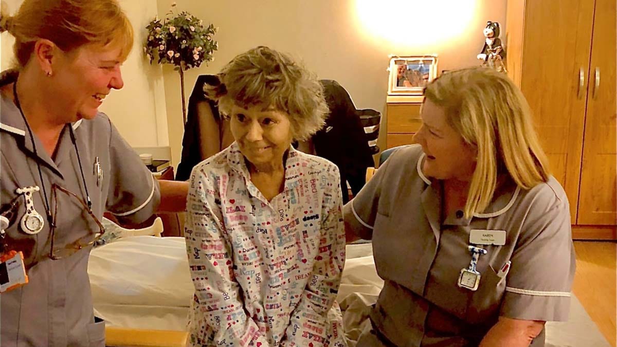 Sheila Watson with nurses from St Giles Hospice