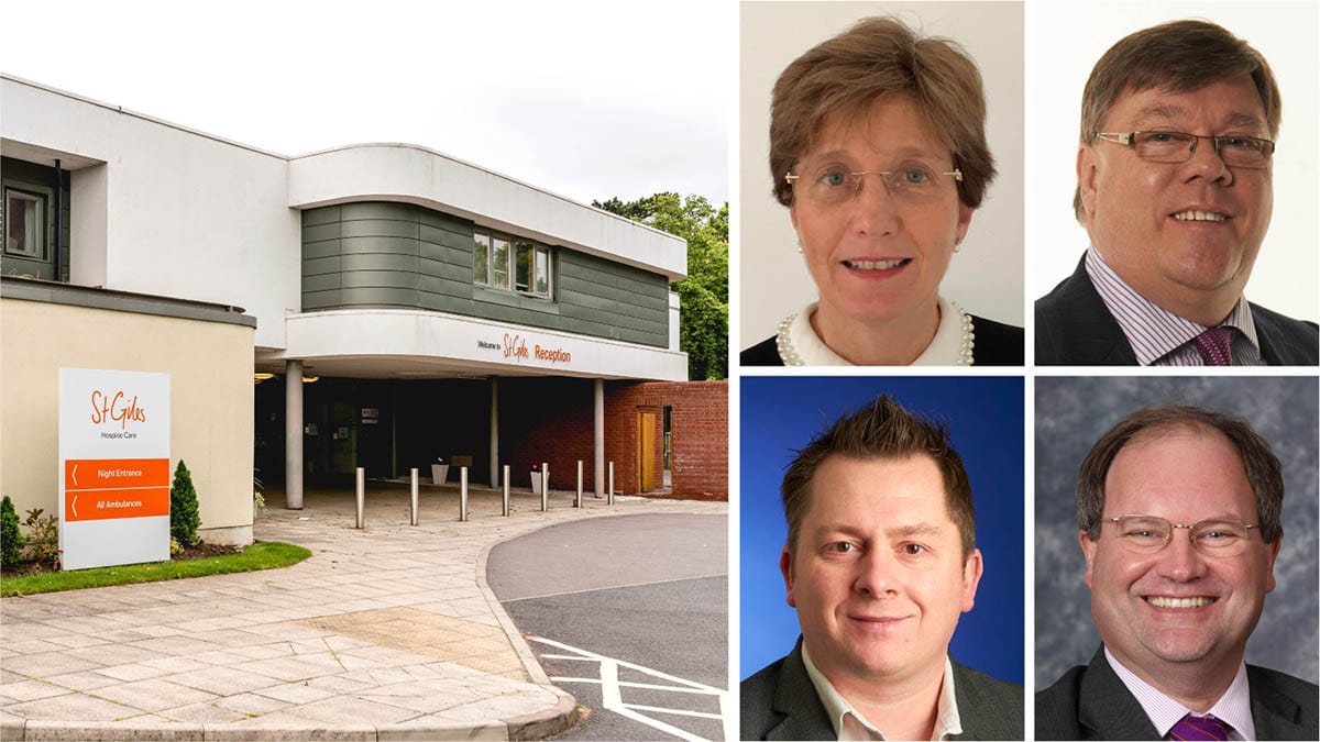New St Giles Hospice trustees (clockwise from top left) Cath Finn, Paul Jennings, Simon James and Robin Vickers