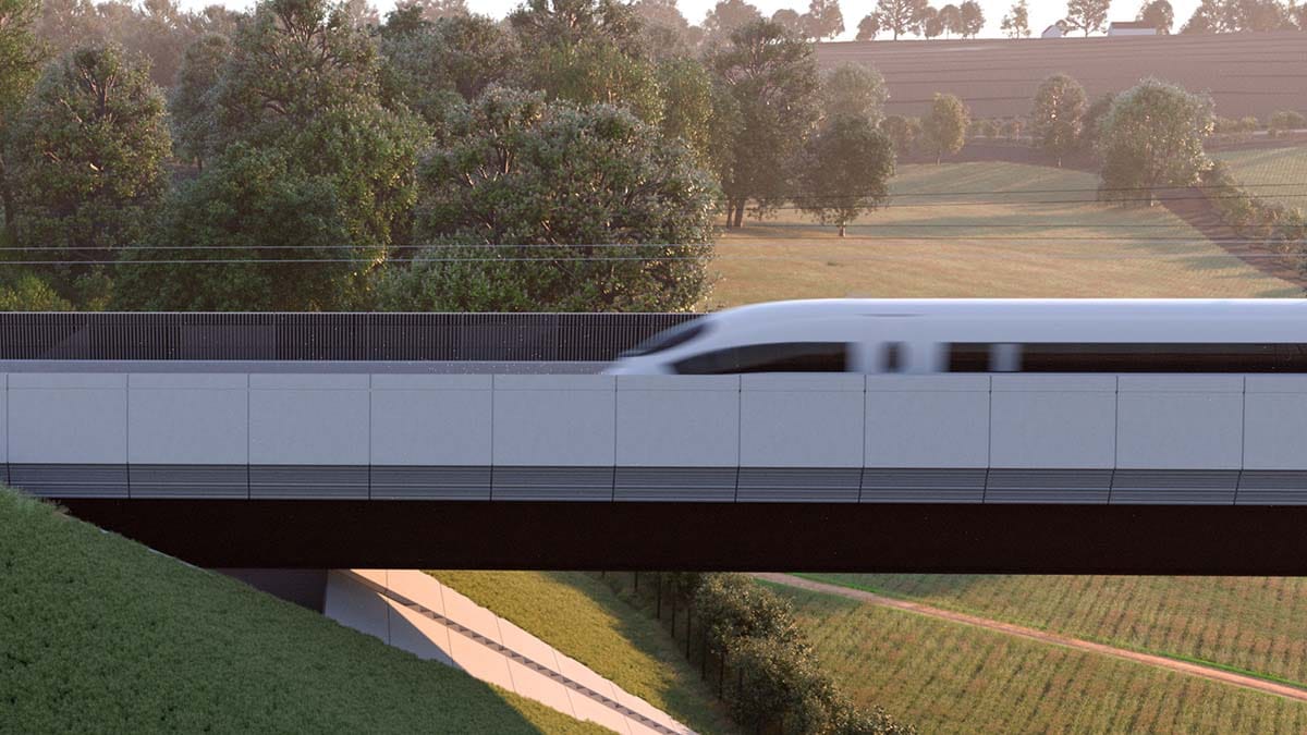 An artist's impression of the HS2 line