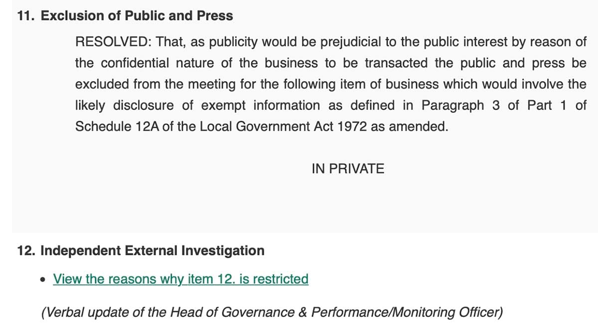 The private section of the agenda