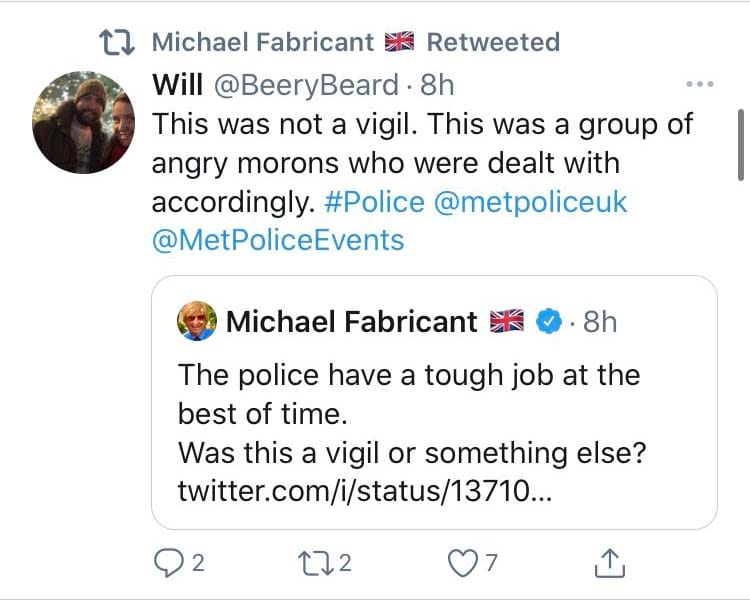 A screenshot from Michael Fabricant's twitter account