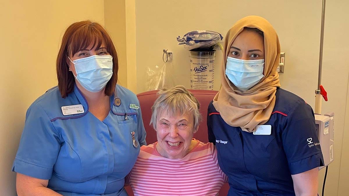 A Spire Little Aston patient becomes the first at the hospital to be given the new chemotherapy drug
