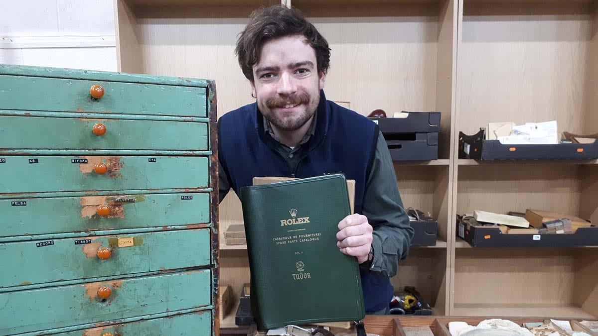 Ben Winterton with some of the items going up for auction in Lichfield