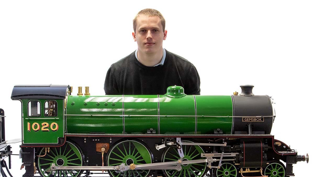 David Wilson-Turner with the model loco. Picture: Mark Laban/Hansons