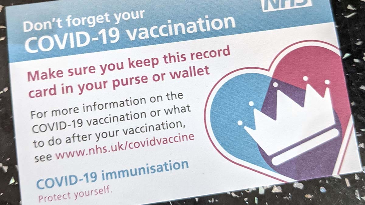 Coronavirus vaccination card
