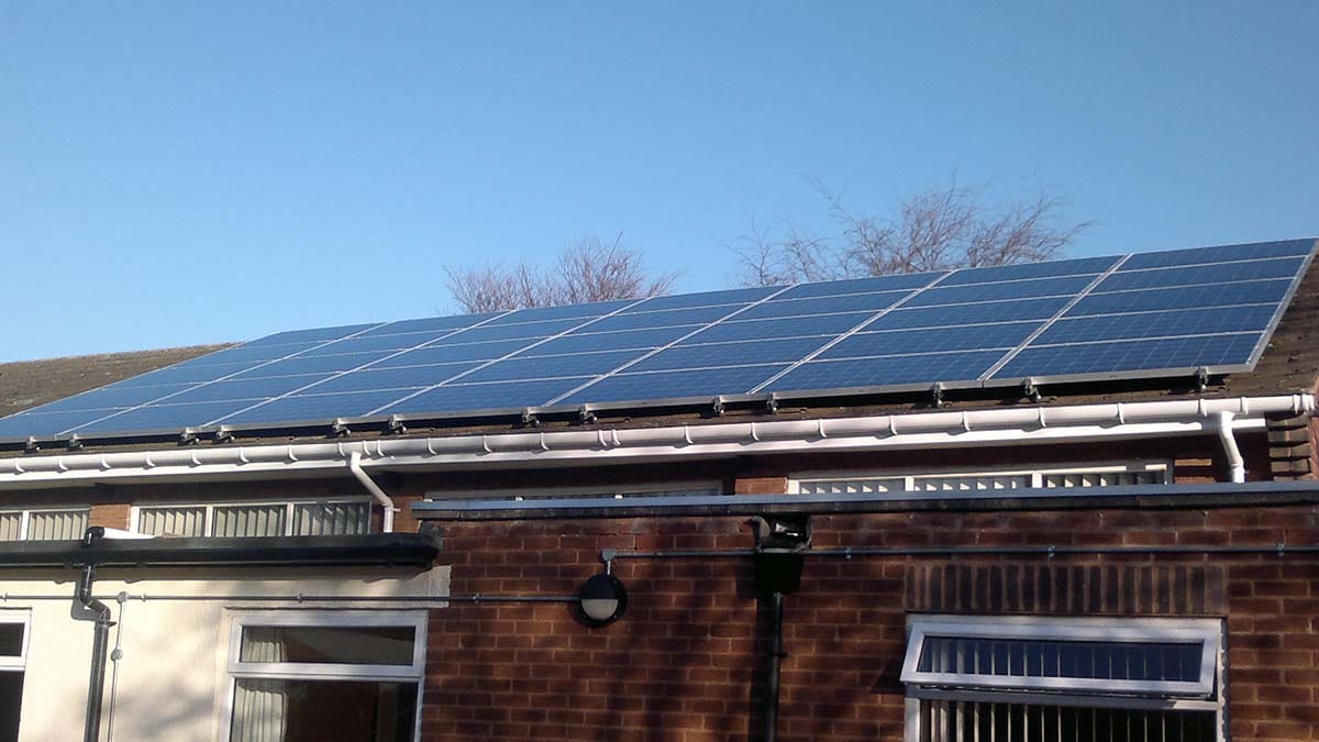 Solar panels on Whittington Village Hall