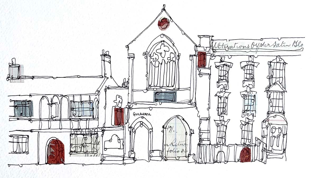 Ruth Allen's drawing of the Guildhall