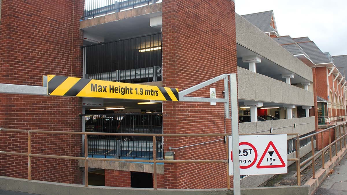The multi-storey car park on Birmingham Road