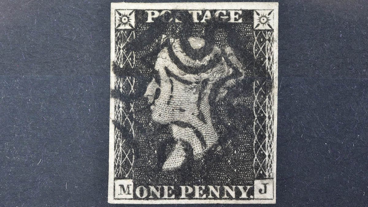 The 11 plate Penny Black stamp. Picture: Richard Winterton Auctioneers