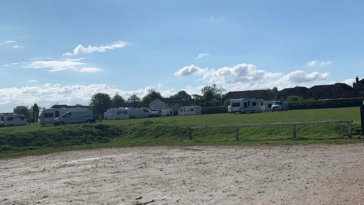 Caravans parked up at Stychbrook Park