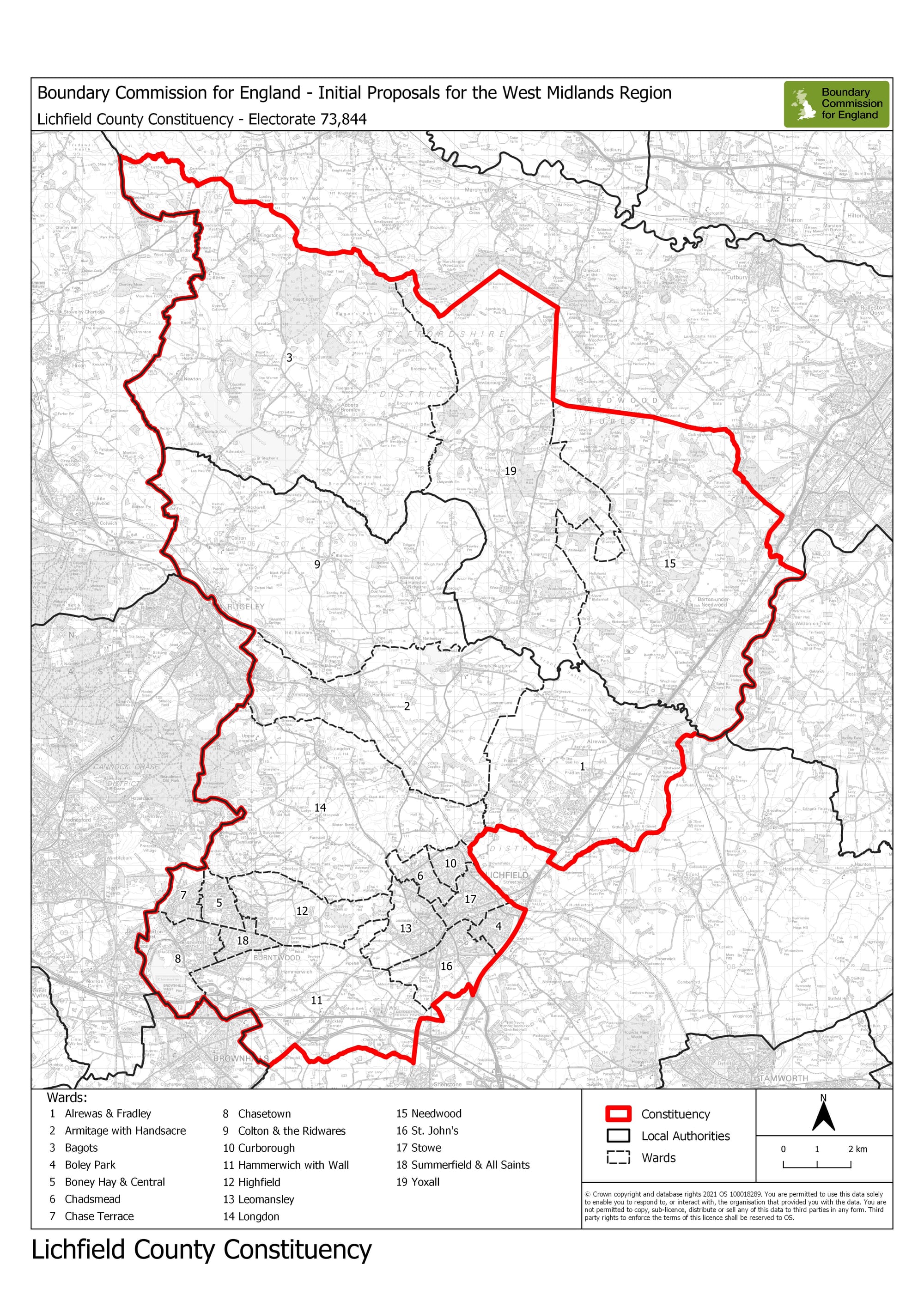 The proposed Lichfield constituency map