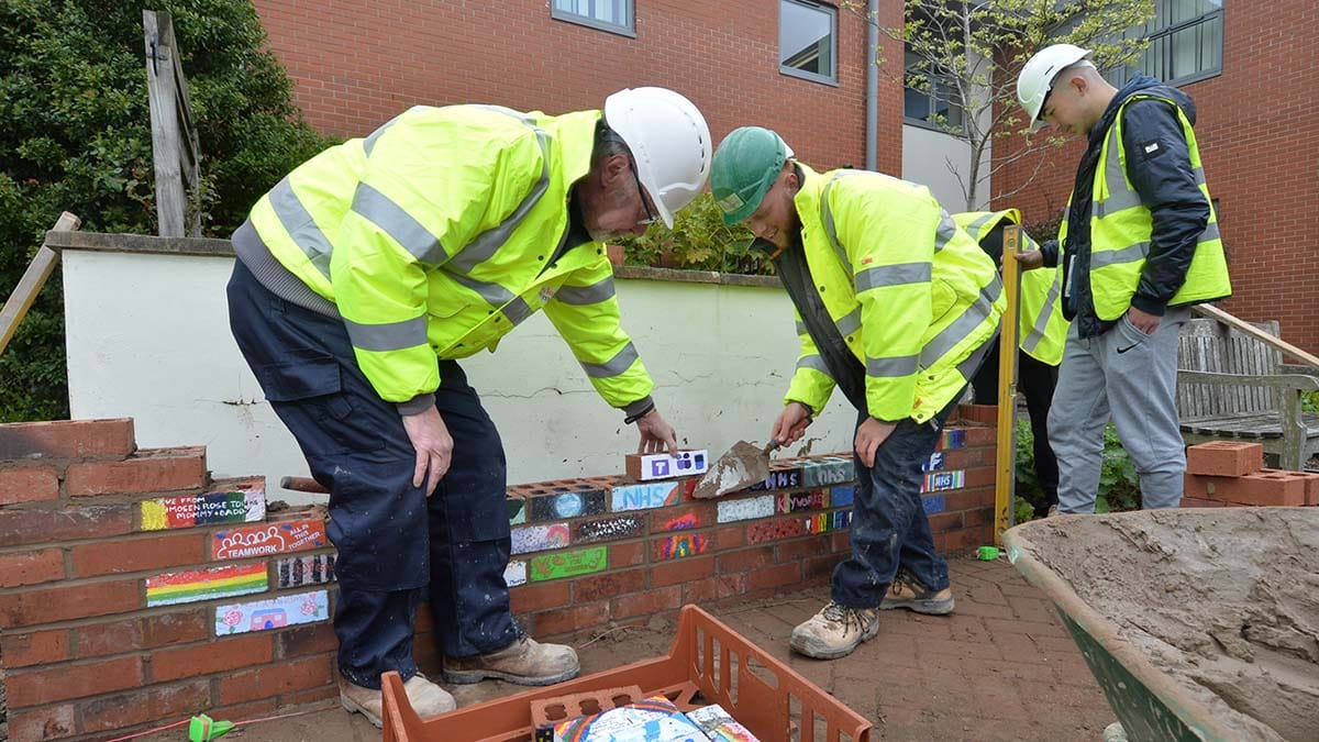 Work taking place on the memorial wall