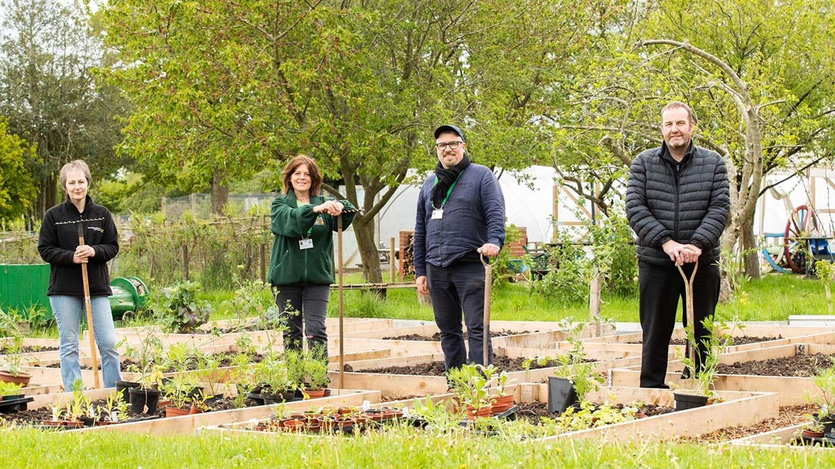 Central England Co-op Member and Community Council member Andrea Rudge, Central England Co-op Store Manager Nigel Smith and Grey Lindley and Donna Holmes from Groundworks