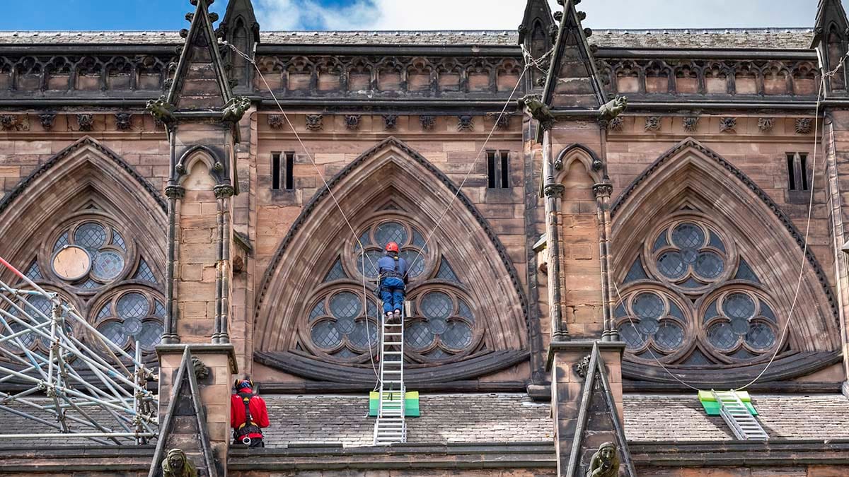 Repairs being carried out on windows at Lichfield Cathedral