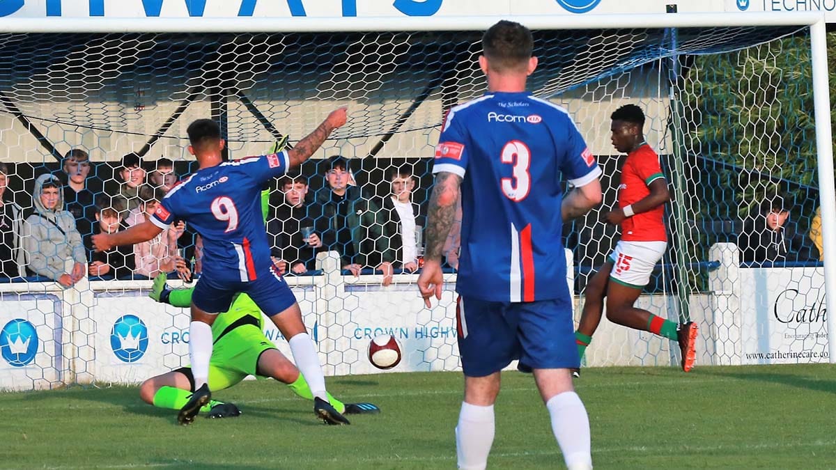 Reggie Smith scores for Chasetown. Picture: Dave Birt