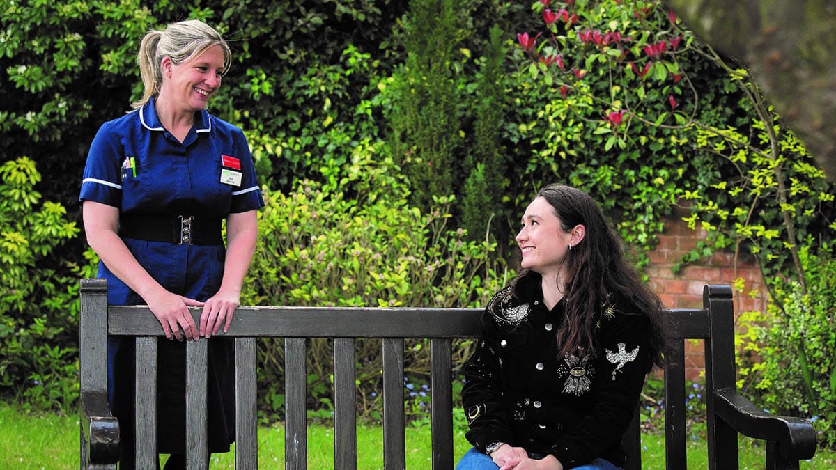 Martha Davis at St Giles Hospice with ward sister Ruth Abell