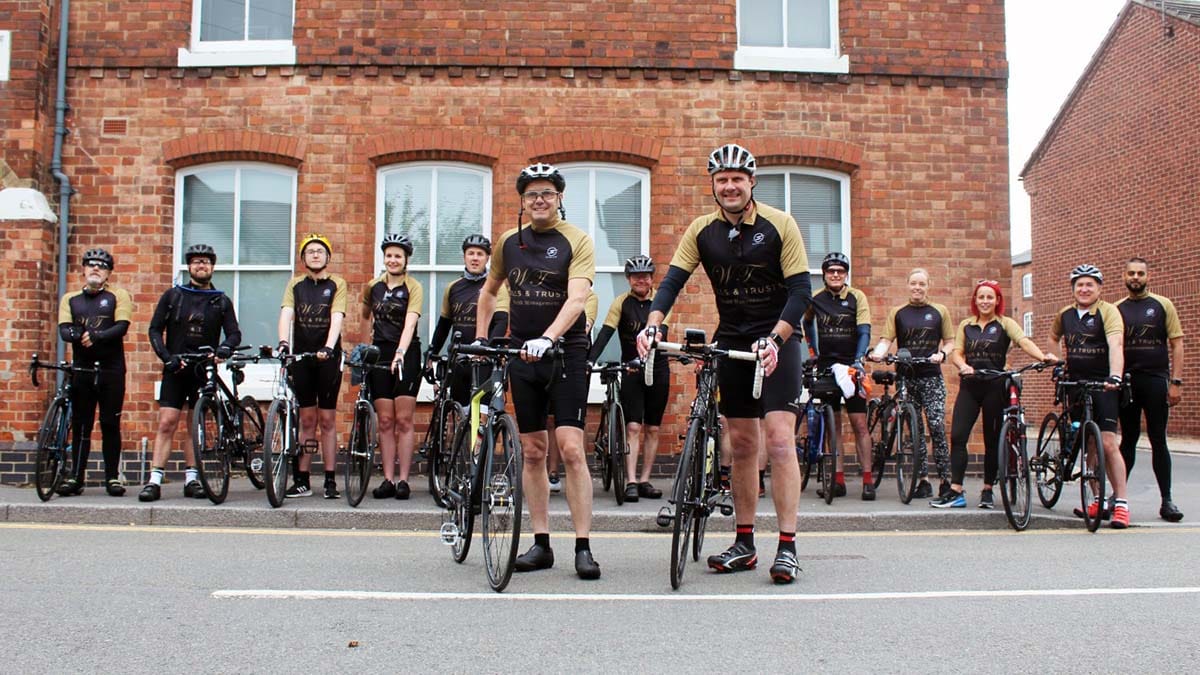 The team of fundraising cyclists