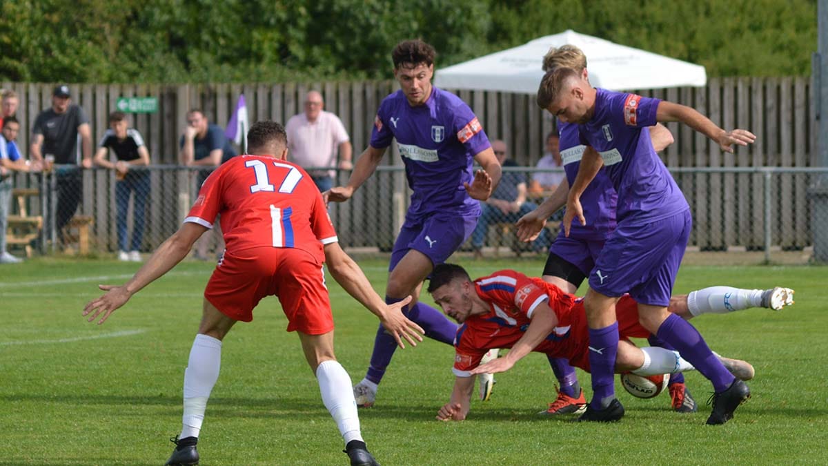 Action from Daventry Town v Chasetown FC. Picture: Louise Yates