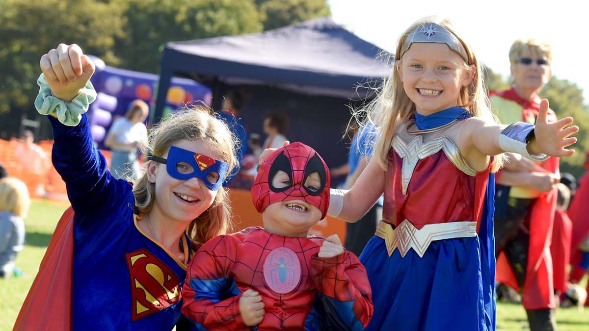 Children taking part in the Hero Walk