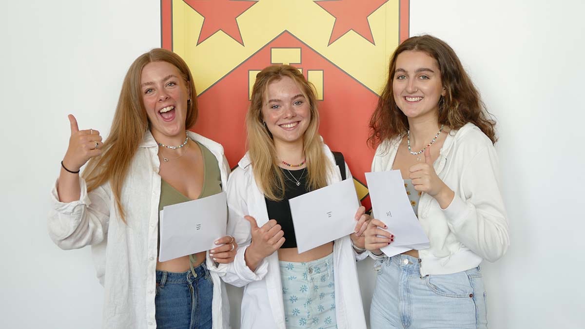 Sophie Forbes, Ellie Sanders and Lowri Simmons celebrate their A Level results