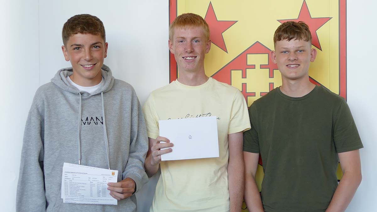 Students collecting their GCSE results at Nether Stowe School