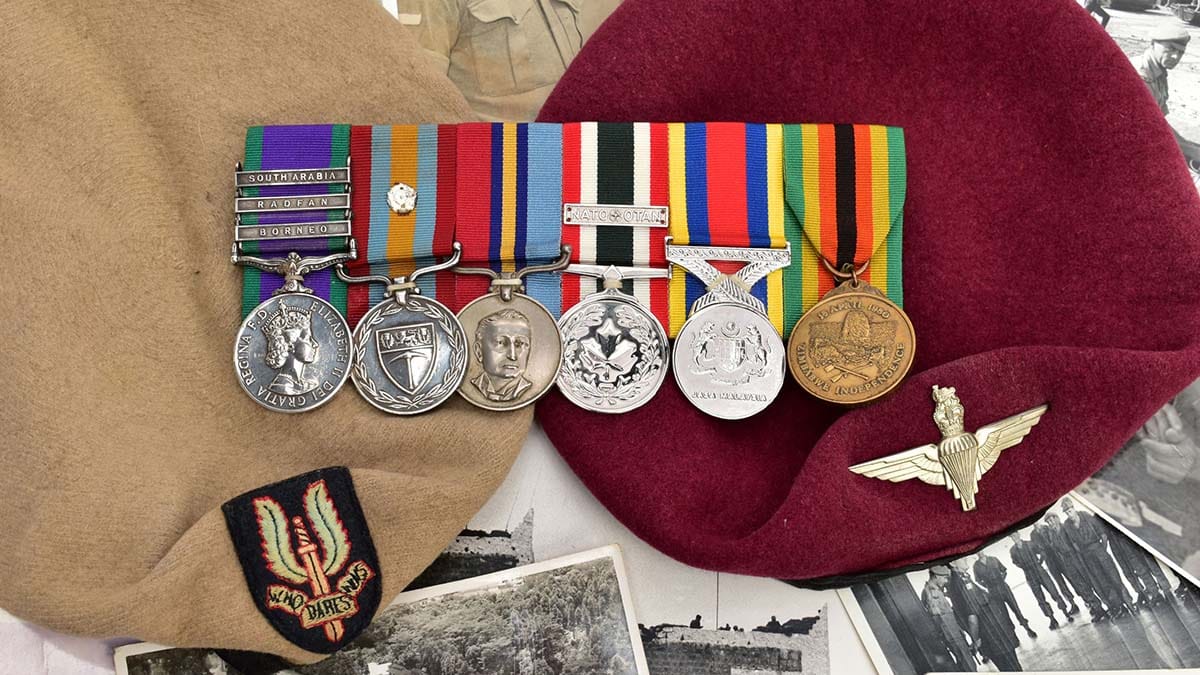 Roger Tattersall's medals and berets