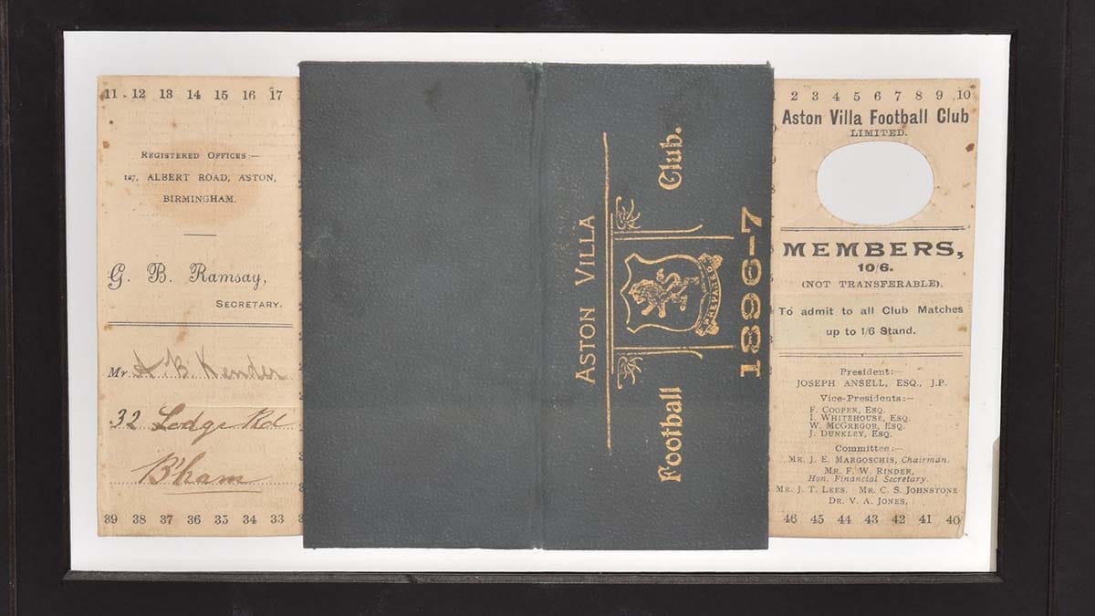 The Aston Villa season ticket from the 1896-97 season
