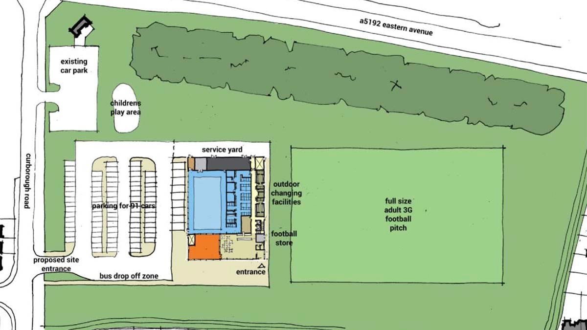The proposed layout of the new leisure centre at Stychbrook Park